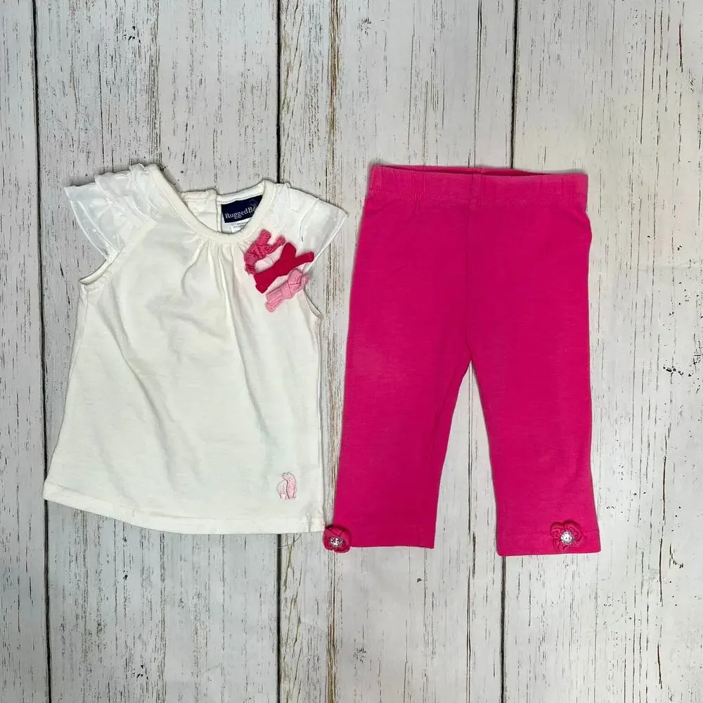 Rugged Bear baby girls bundle 2 tops & 2 bottoms Size 18 months